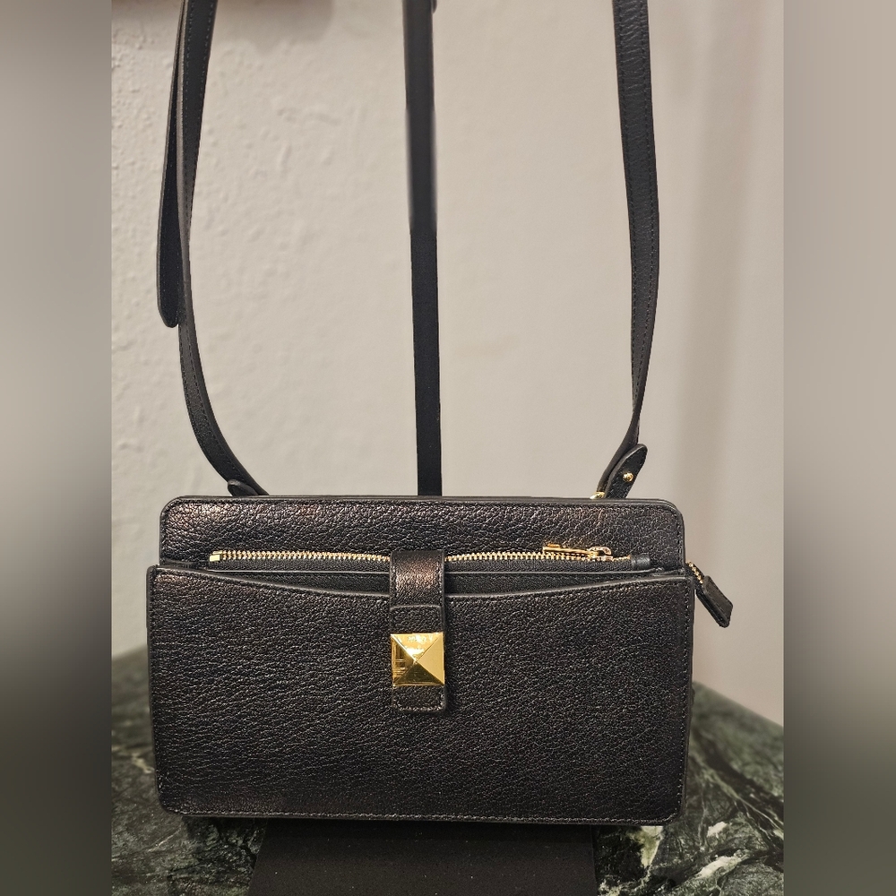 Furla Black Crossbody Bag with Gold Detail